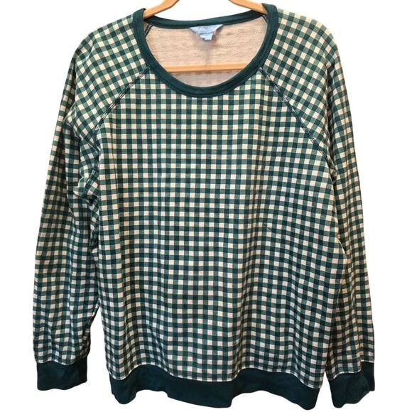 DRAPER JAMES Green Gingham Natalie Sweatshirt Size XXL EUC - Picture 3 of 6